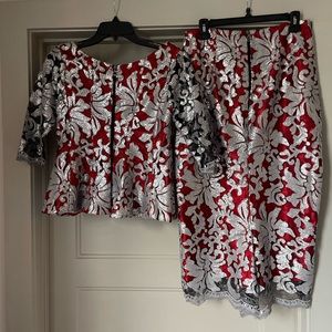 Hands make skirt & jacket set lace Sequence designer suit